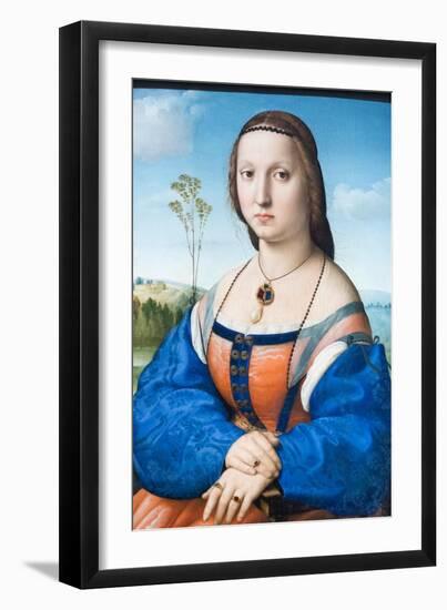 Portrait of Maddalena Strozzi, 1504-06, (Oil on Limewood Panel)-Raphael (1483-1520)-Framed Giclee Print