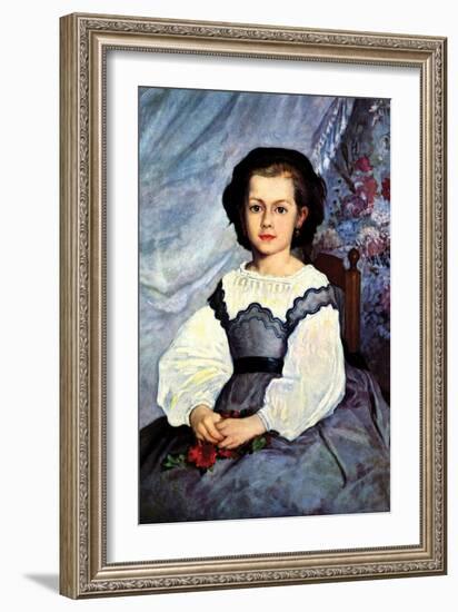 Portrait of Mademoiselle Romaine Lancaux-Pierre-Auguste Renoir-Framed Art Print