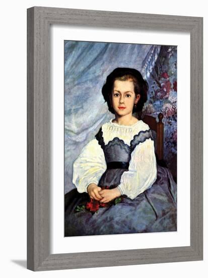 Portrait of Mademoiselle Romaine Lancaux-Pierre-Auguste Renoir-Framed Art Print