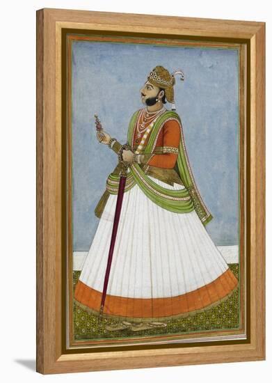 Portrait Of Maharaja Jagat Singh Of Jaipur (R.1803-1818)-null-Framed Premier Image Canvas