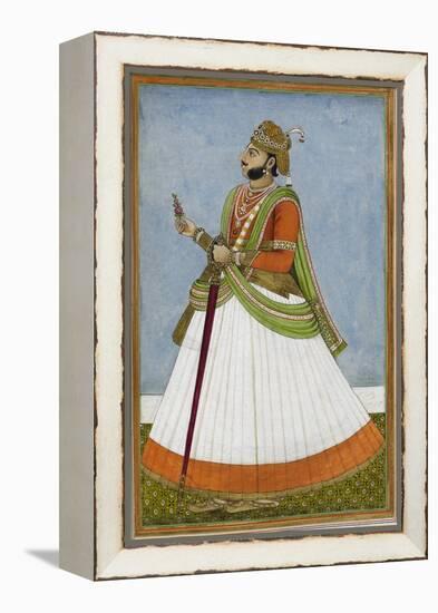 Portrait Of Maharaja Jagat Singh Of Jaipur (R.1803-1818)-null-Framed Premier Image Canvas