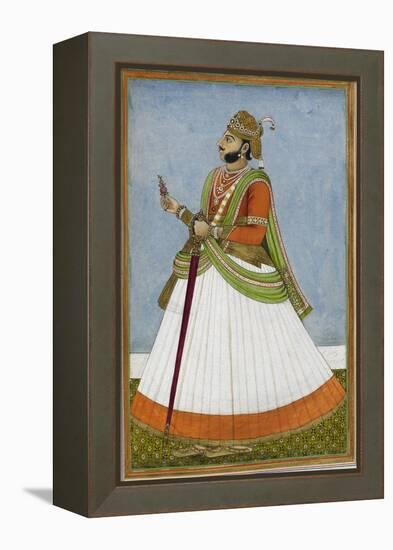 Portrait Of Maharaja Jagat Singh Of Jaipur (R.1803-1818)-null-Framed Premier Image Canvas