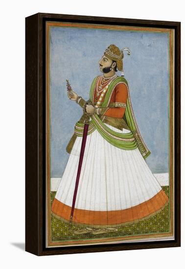 Portrait Of Maharaja Jagat Singh Of Jaipur (R.1803-1818)-null-Framed Premier Image Canvas