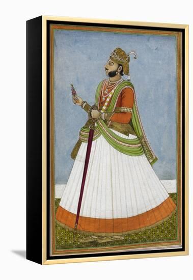 Portrait Of Maharaja Jagat Singh Of Jaipur (R.1803-1818)-null-Framed Premier Image Canvas