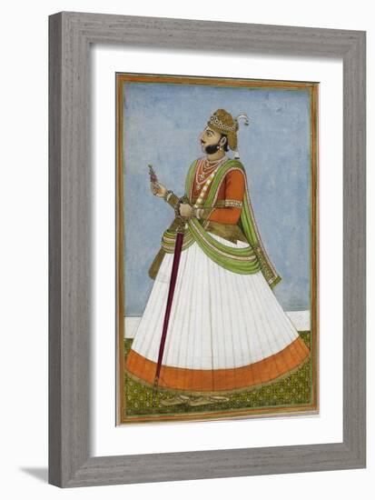 Portrait Of Maharaja Jagat Singh Of Jaipur (R.1803-1818)-null-Framed Giclee Print