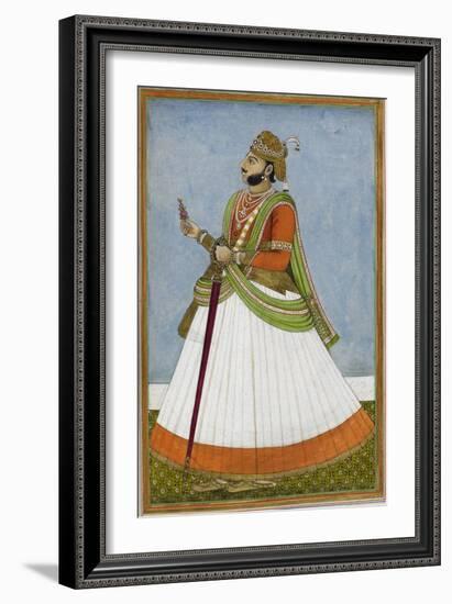 Portrait Of Maharaja Jagat Singh Of Jaipur (R.1803-1818)-null-Framed Giclee Print