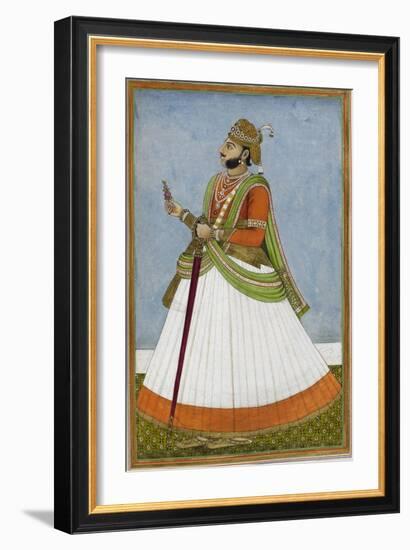 Portrait Of Maharaja Jagat Singh Of Jaipur (R.1803-1818)-null-Framed Giclee Print