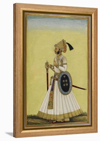 Portrait Of Maharaja Ratan Singh Of Bikaner (R.1831-1852)-null-Framed Premier Image Canvas