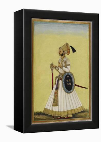 Portrait Of Maharaja Ratan Singh Of Bikaner (R.1831-1852)-null-Framed Premier Image Canvas