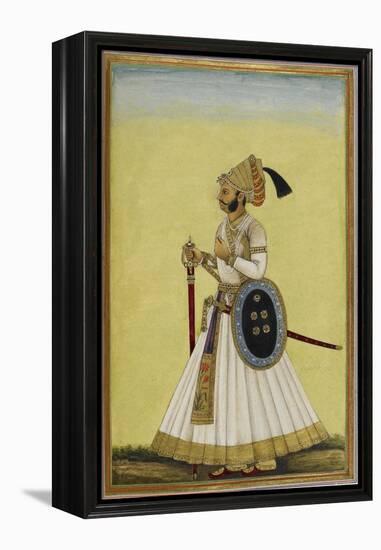 Portrait Of Maharaja Ratan Singh Of Bikaner (R.1831-1852)-null-Framed Premier Image Canvas