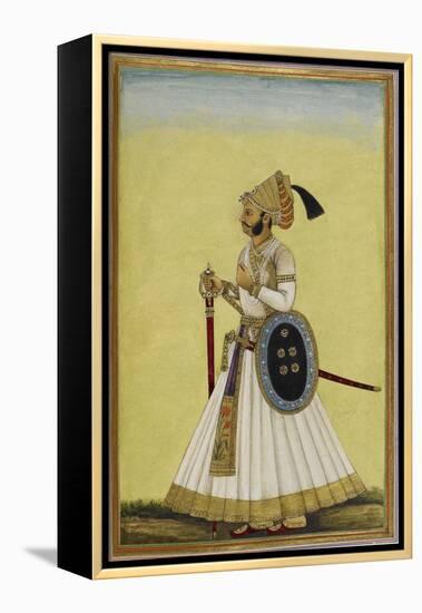 Portrait Of Maharaja Ratan Singh Of Bikaner (R.1831-1852)-null-Framed Premier Image Canvas