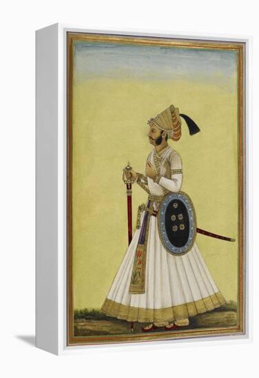 Portrait Of Maharaja Ratan Singh Of Bikaner (R.1831-1852)-null-Framed Premier Image Canvas