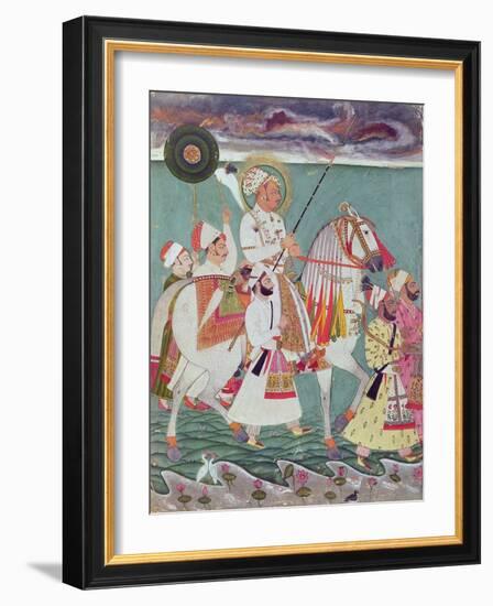 Portrait of Maharajah Ajit Singh of Jodhpur (1678-1724) (Gouache on Paper)-Indian-Framed Giclee Print