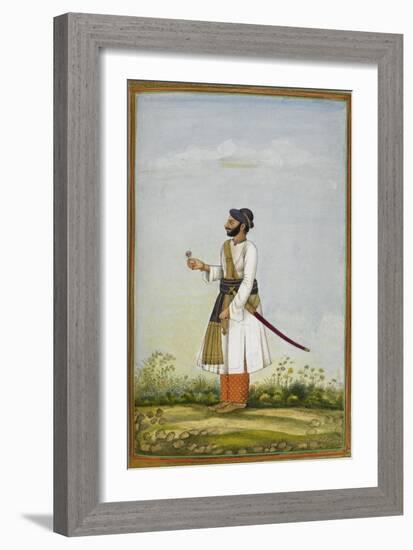 Portrait Of Maharav Raja Bakhtavar Singh Of Alwar (R.1790-1815)-null-Framed Giclee Print