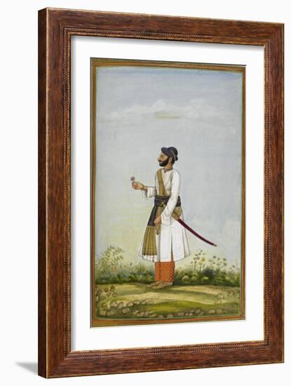 Portrait Of Maharav Raja Bakhtavar Singh Of Alwar (R.1790-1815)-null-Framed Giclee Print