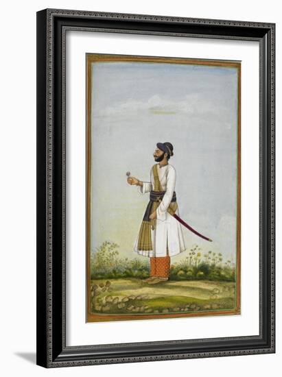 Portrait Of Maharav Raja Bakhtavar Singh Of Alwar (R.1790-1815)-null-Framed Giclee Print