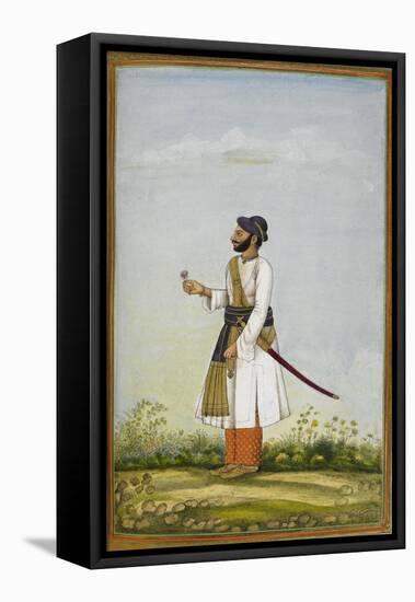 Portrait Of Maharav Raja Bakhtavar Singh Of Alwar (R.1790-1815)-null-Framed Premier Image Canvas