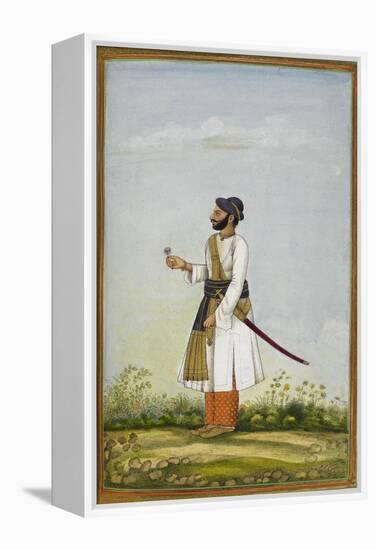 Portrait Of Maharav Raja Bakhtavar Singh Of Alwar (R.1790-1815)-null-Framed Premier Image Canvas