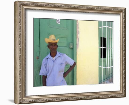 Portrait of Man, Old Colonial Village, Trinidad, Cuba-Bill Bachmann-Framed Photographic Print