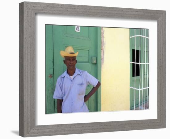 Portrait of Man, Old Colonial Village, Trinidad, Cuba-Bill Bachmann-Framed Photographic Print