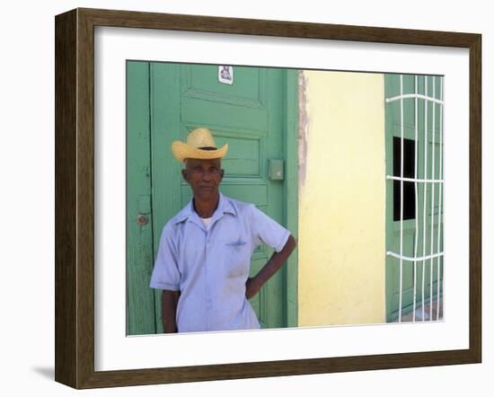 Portrait of Man, Old Colonial Village, Trinidad, Cuba-Bill Bachmann-Framed Photographic Print