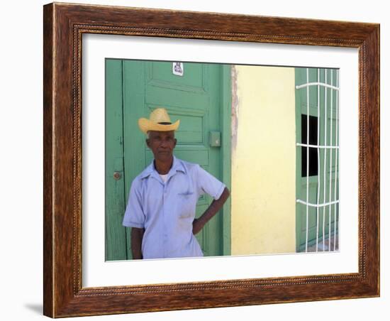 Portrait of Man, Old Colonial Village, Trinidad, Cuba-Bill Bachmann-Framed Photographic Print