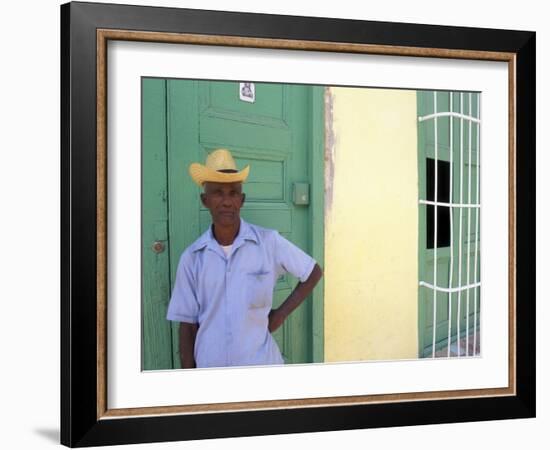 Portrait of Man, Old Colonial Village, Trinidad, Cuba-Bill Bachmann-Framed Photographic Print