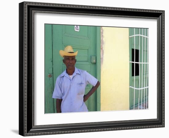 Portrait of Man, Old Colonial Village, Trinidad, Cuba-Bill Bachmann-Framed Photographic Print