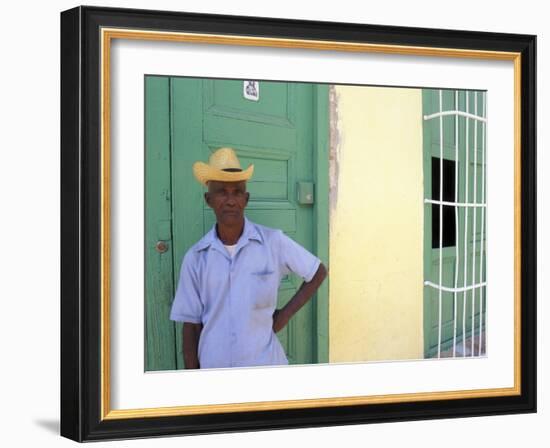 Portrait of Man, Old Colonial Village, Trinidad, Cuba-Bill Bachmann-Framed Photographic Print