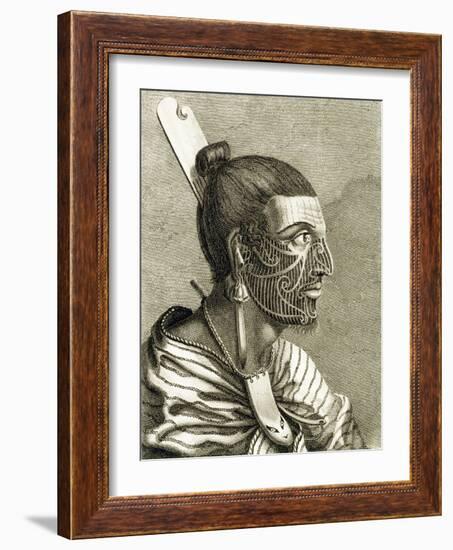 Portrait of Maori Man with Moko-null-Framed Giclee Print