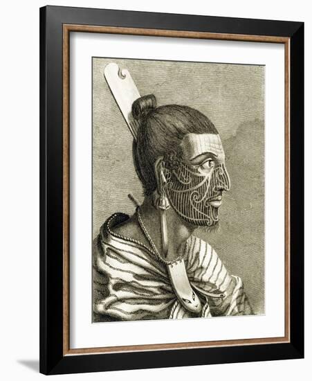 Portrait of Maori Man with Moko-null-Framed Giclee Print