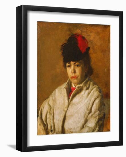 Portrait of Margaret Eakins in a Skating Costume, C.1871 (Oil on Canvas)-Thomas Cowperthwait Eakins-Framed Giclee Print