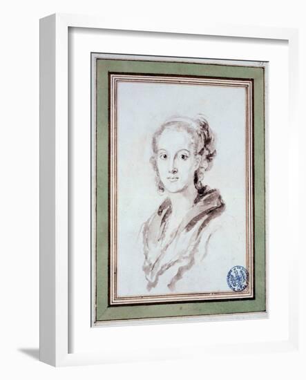 Portrait of Marguerite Gerard (1767-1837), 1800 (Ink)-Jean-Honore Fragonard-Framed Giclee Print