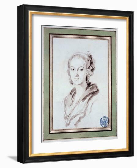 Portrait of Marguerite Gerard (1767-1837), 1800 (Ink)-Jean-Honore Fragonard-Framed Giclee Print