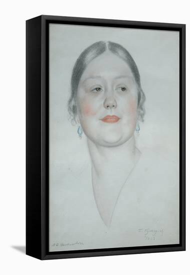 Portrait of Maria Dmitrievna Shostakovich, 1923-Boris Michaylovich Kustodiev-Framed Premier Image Canvas