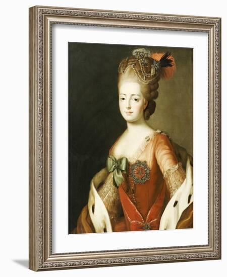 Portrait of Maria Fedorovna, Wife of Grand Duke Paul Petrovich (Future Tsar Paul I)-Alexander Roslin-Framed Giclee Print