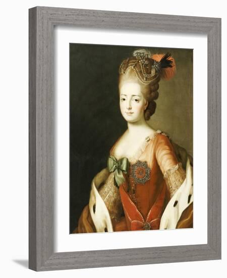 Portrait of Maria Fedorovna, Wife of Grand Duke Paul Petrovich (Future Tsar Paul I)-Alexander Roslin-Framed Giclee Print