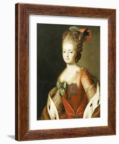 Portrait of Maria Fedorovna, Wife of Grand Duke Paul Petrovich (Future Tsar Paul I)-Alexander Roslin-Framed Giclee Print