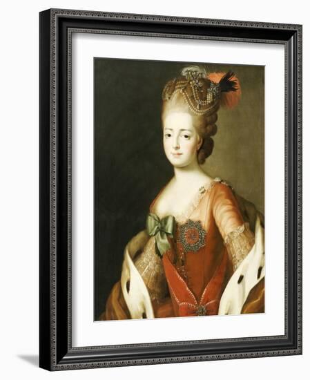 Portrait of Maria Fedorovna, Wife of Grand Duke Paul Petrovich (Future Tsar Paul I)-Alexander Roslin-Framed Giclee Print