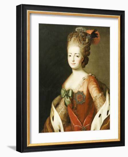 Portrait of Maria Fedorovna, Wife of Grand Duke Paul Petrovich (Future Tsar Paul I)-Alexander Roslin-Framed Giclee Print