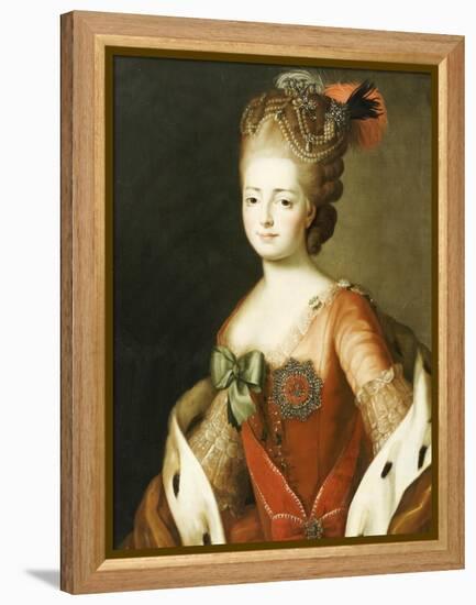 Portrait of Maria Fedorovna, Wife of Grand Duke Paul Petrovich (Future Tsar Paul I)-Alexander Roslin-Framed Premier Image Canvas