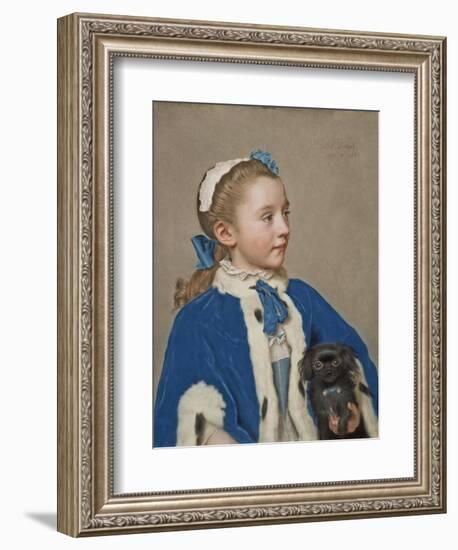 Portrait of Maria Frederike van Reede-Athlone at Seven Years of Age, 1755-Jean-Etienne Liotard-Framed Giclee Print