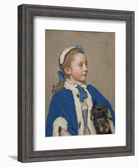 Portrait of Maria Frederike van Reede-Athlone at Seven Years of Age, 1755-Jean-Etienne Liotard-Framed Giclee Print