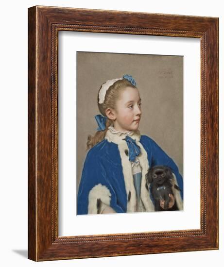 Portrait of Maria Frederike van Reede-Athlone at Seven Years of Age, 1755-Jean-Etienne Liotard-Framed Giclee Print