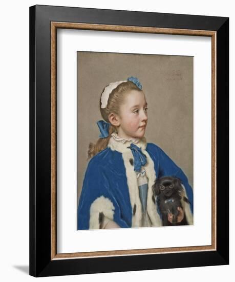 Portrait of Maria Frederike van Reede-Athlone at Seven Years of Age, 1755-Jean-Etienne Liotard-Framed Giclee Print