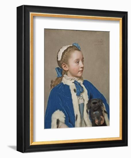 Portrait of Maria Frederike van Reede-Athlone at Seven Years of Age, 1755-Jean-Etienne Liotard-Framed Giclee Print