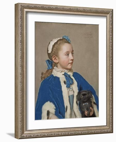 Portrait of Maria Frederike van Reede-Athlone at Seven Years of Age, 1755-Jean-Etienne Liotard-Framed Giclee Print