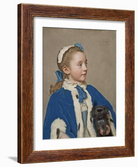 Portrait of Maria Frederike van Reede-Athlone at Seven Years of Age, 1755-Jean-Etienne Liotard-Framed Giclee Print