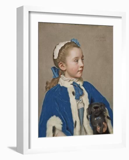 Portrait of Maria Frederike van Reede-Athlone at Seven Years of Age, 1755-Jean-Etienne Liotard-Framed Giclee Print