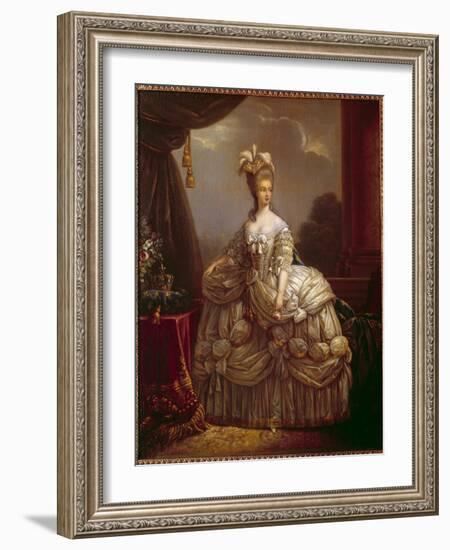 Portrait of Marie Antoinette by Lorraine Habsburg (1755-1793) Queen of France Painting by Marie Eli-Elisabeth Louise Vigee-LeBrun-Framed Giclee Print